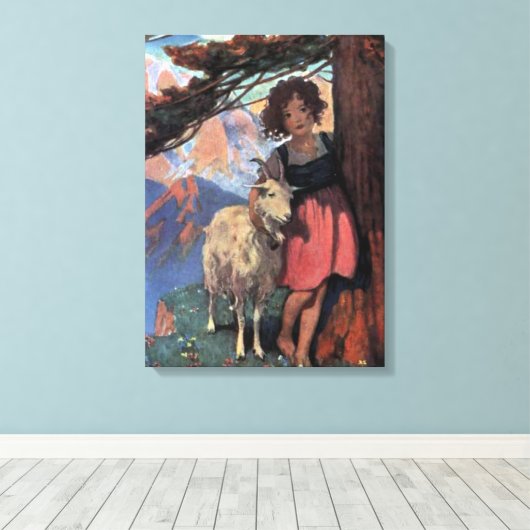 Heidi op een bergtop van Jessie Willcox Smith Canvas Afdruk (Insitu (Houten vloer))