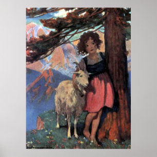 Heidi op een bergtop van Jessie Willcox Smith Poster