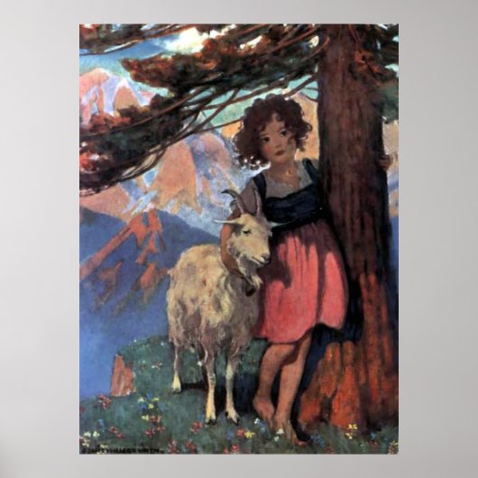 Heidi op een bergtop van Jessie Willcox Smith Poster (Voorkant)