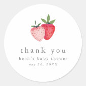 HEIDI Pink Strawberry Jam Baby shower Dank u Ronde Sticker (Voorkant)