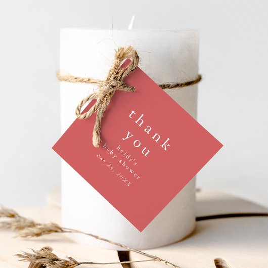 HEIDI Red Boho Rustic Eenvoudig Baby shower Dank u Bedankjes Labels