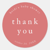 HEIDI Red Boho Uniek Eenvoudig Baby shower Bedankt Ronde Sticker (Voorkant)