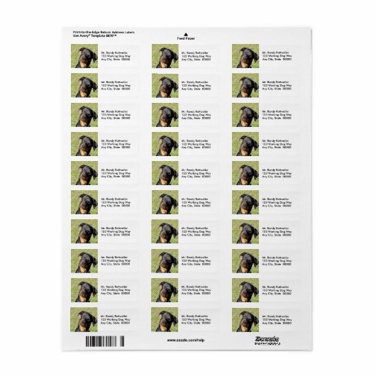 Heidi Rottweiler Return Address Labels (Full Sheet)