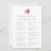 HEIDI Roze Aardbei Baby shower Trivia Game Kaart (Voorkant)