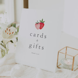 HEIDI Roze Aardbei Meisje Baby shower Kaarten Gesc Reclamebord Met Voetstuk