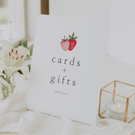 HEIDI Roze Aardbei Meisje Baby shower Kaarten Gesc Reclamebord Met Voetstuk