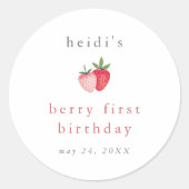 HEIDI roze aardbei meisje bessen eerste verjaardag Ronde Sticker (Voorkant)