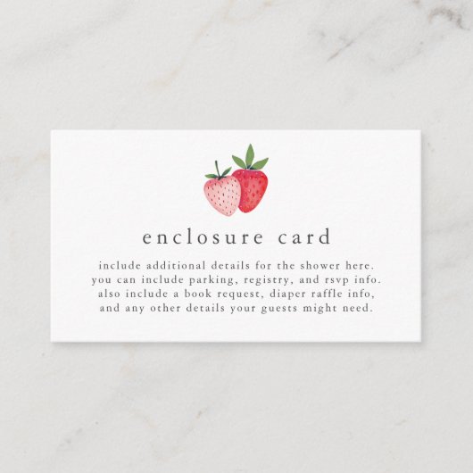 HEIDI Roze Berry Sweet Strawberry Meisje Baby show Informatiekaartje (Voorkant)