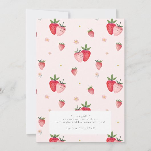 HEIDI Roze Berry Sweet Strawberry Meisje Baby show Kaart (Achterkant)