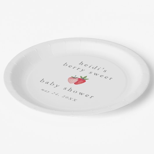 HEIDI Roze Berry Sweet Strawberry Meisje Baby show Papieren Bordje (Gekanteld)