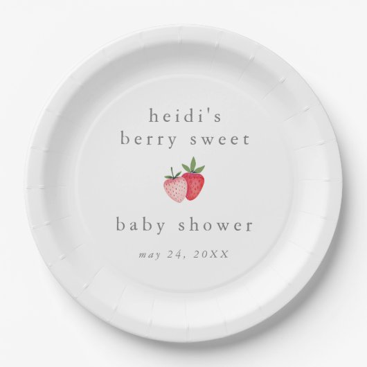 HEIDI Roze Berry Sweet Strawberry Meisje Baby show Papieren Bordje (Voorkant)