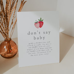 HEIDI Strawberry Don't Say Baby Game Baby shower Reclamebord Met Voetstuk