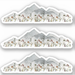 HEIDI Waterverf Mountains en kleurrijke wilde bloe Sticker