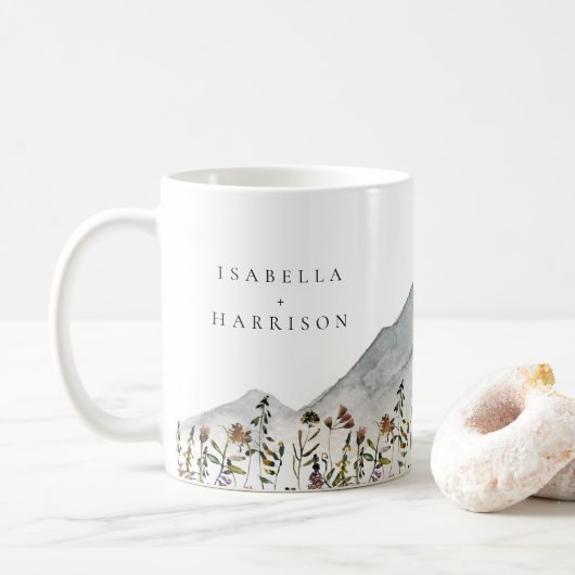 HEIDI Waterverf Wildflower Berg Trouwgeschenk Koffiemok (Met donut)