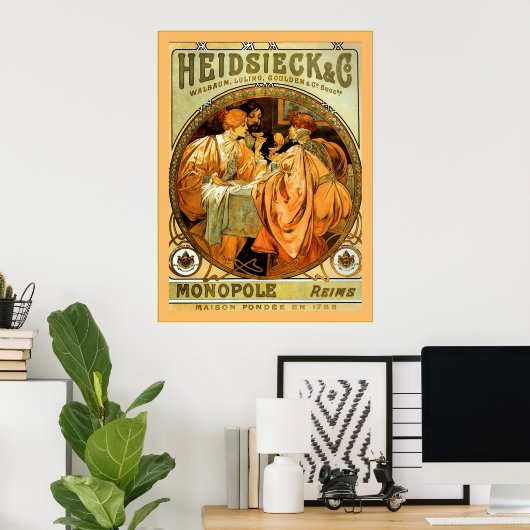 Heidsieck en Co.  Mucha Champagne Poster (Thuiskantoor)