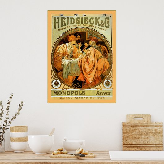 Heidsieck en Co.  Mucha Champagne Poster (Keuken)