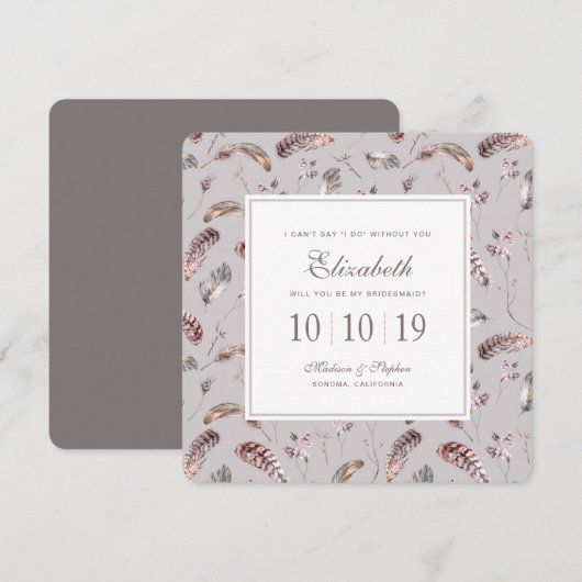  heidspatroon en bloemenpatroon - Bridesmaid Kaart (Voorkant / Achterkant)