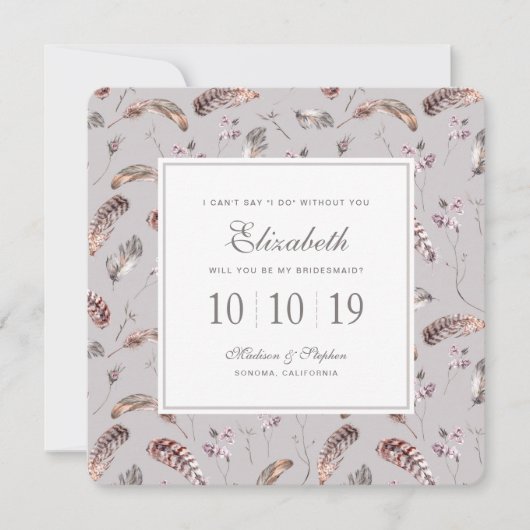  heidspatroon en bloemenpatroon - Bridesmaid Kaart (Voorkant)