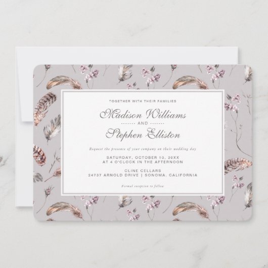 heidspatroon en bloemenpatroon - bruiloft kaart (Voorkant)