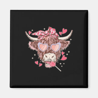 Heifer Cow Western Sungles Funny Heart Happy Vlent Magneet