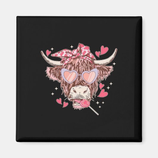 Heifer Cow Western Sungles Funny Heart Happy Vlent Magneet (Voorkant)