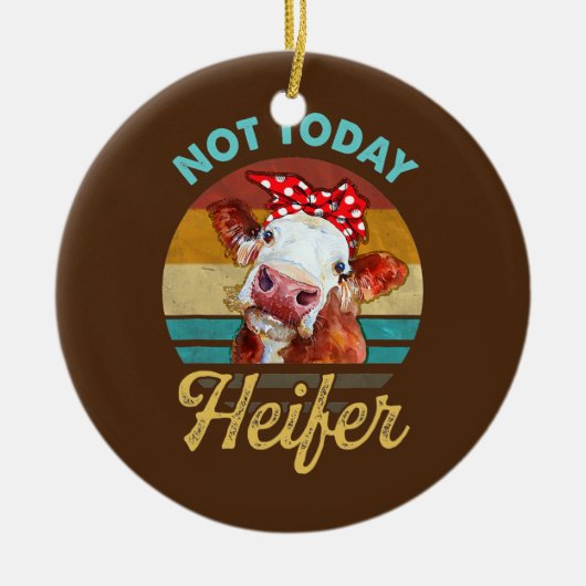 Heifer Gift voor mannen Farmer Lover Heifer Keramisch Ornament (Voorkant)