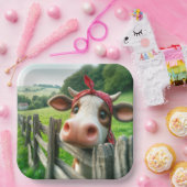 Heifer Koe Dragen van een rode kerchief Papieren Bordje (Feest)