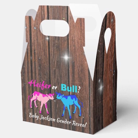 Heifer of Bull Boerderij stijl Geslacht onthullen Bedankdoosjes (Geopend)