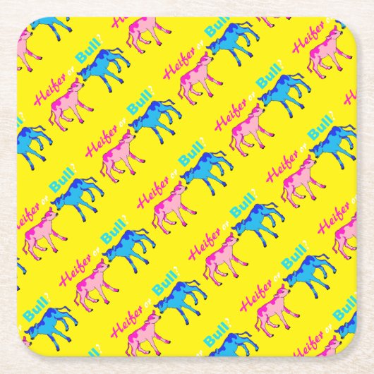 Heifer of Bull Boerderij stijl Geslacht onthullen Kartonnen Onderzetters (Voorkant)