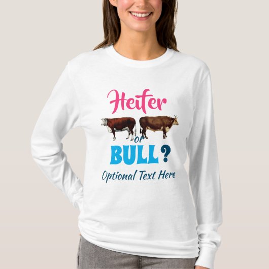 Heifer of Bull Boerderij Style Gender onthullen T-shirt (Voorkant)