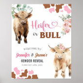 Heifer of Bull Gender Reveal Welkomstbord Poster (Voorkant)