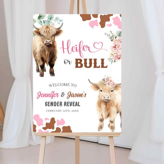 Heifer of Bull Gender Reveal Welkomstbord Poster