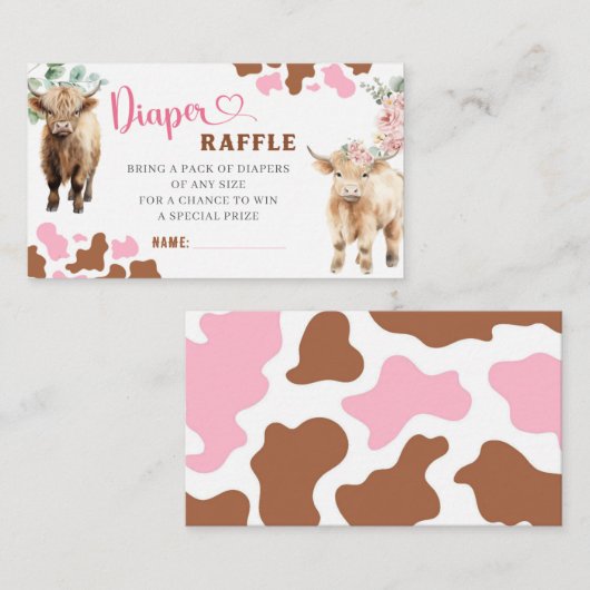 Heifer of Bull Koe Geslacht Onthullen Luier Raffle Informatiekaartje (Voorkant / Achterkant)