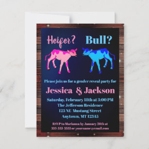 Heifer of Bull Westerne stijl Gender Reveal Invita Kaart