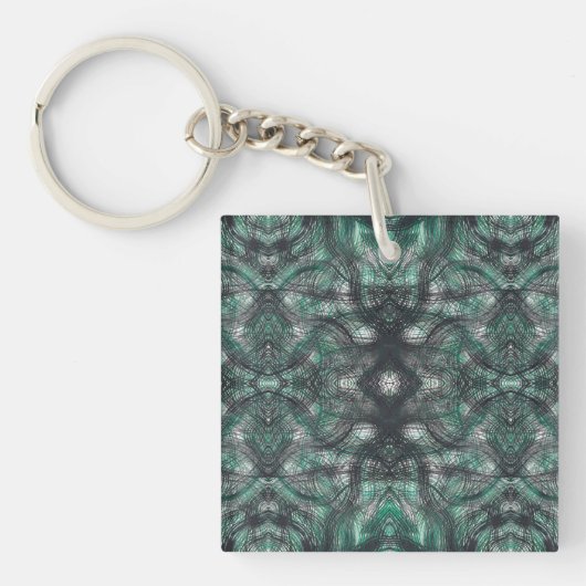 Heights Abstract Dark Green Black Watercolor Art Sleutelhanger (Voorkant)