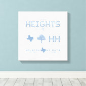 Heights Design Collection, Blue Tile, Houston TX Canvas Afdruk (Insitu (Houten vloer))