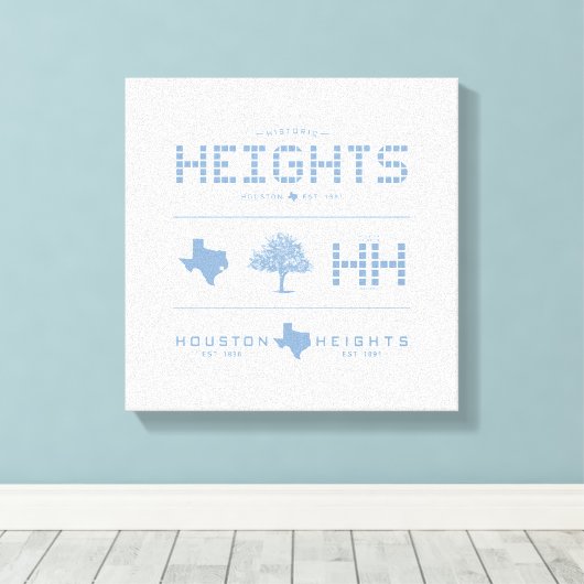 Heights Design Collection, Blue Tile, Houston TX Canvas Afdruk (Insitu (Houten vloer))