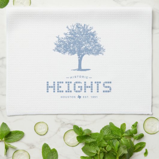 Heights Tile & Tree, Blauwe tegel, Houston Heights Theedoek (Gevouwen)