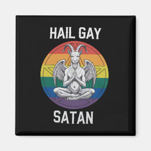 Heil Gay Satan Grappige Goth Gotische Geit LGBTQ Magneet