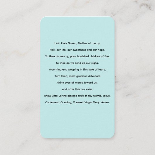 Heil Heilige Koningin Maagd Maria Gebed Kaart Visitekaartje (Achterkant)