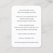 Heil Heilige Koningin Rozenkrans Gebed Kaart Visitekaartje (Achterkant)