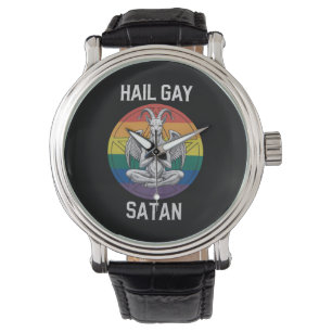 Heil Homoseksuele Satan Grappige Gothische Gotisch Horloge