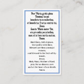 Heil Maria Latijn en Engels Gebed Kaart Visitekaartje (Achterkant)