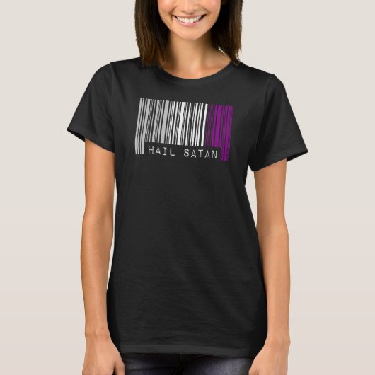Heil Satan Asexual Pride Vlag Barcode Satanist Equ T-shirt (Voorkant)