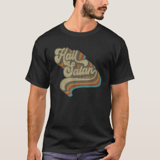 Heil Satan Koele Vintage 70s Satanische Kwaadaardi T-shirt
