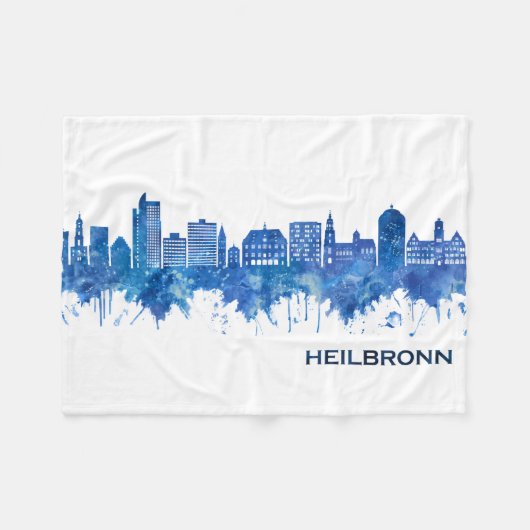 Heilbronn Germany Skyline Blue Fleece Deken (Voorkant (Horizontaal))