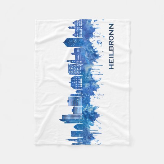 Heilbronn Germany Skyline Blue Fleece Deken (Voorkant)