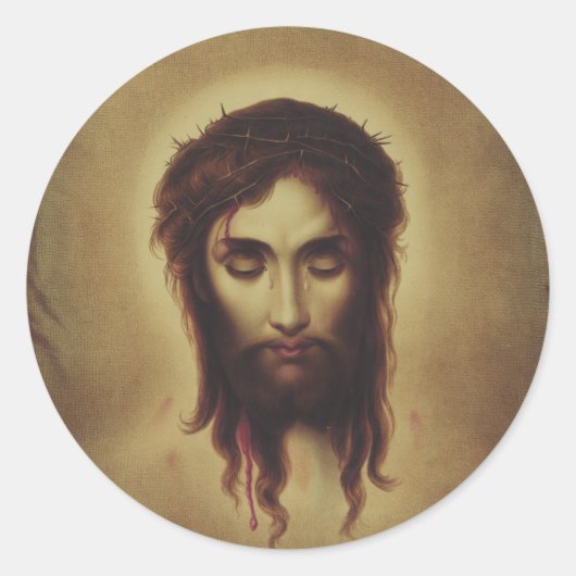 Heilig Aanschijn van Jezus Christus Ronde Sticker (Voorkant)