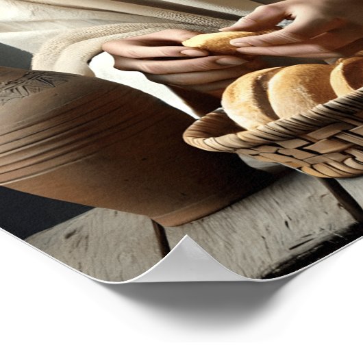 Heilig Avondmaal: Jezus breekt heilig brood Poster (Hoek)