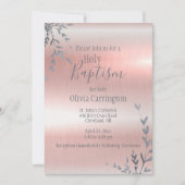 Heilig Baptisme Roze Metallic Script Christening Kaart (Voorkant)
